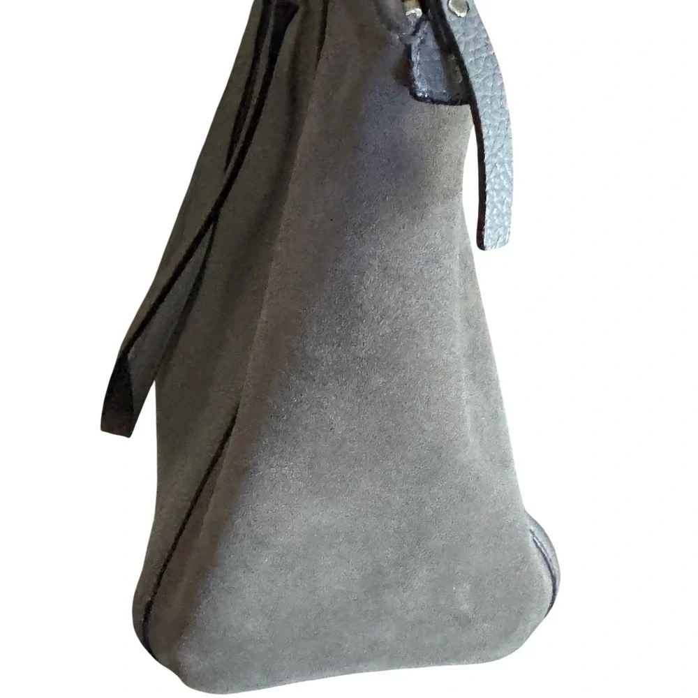 Kate Spade Alanie Lewis Drive‎ Suede Pebbled Leather Gray Shoulder Large Bag